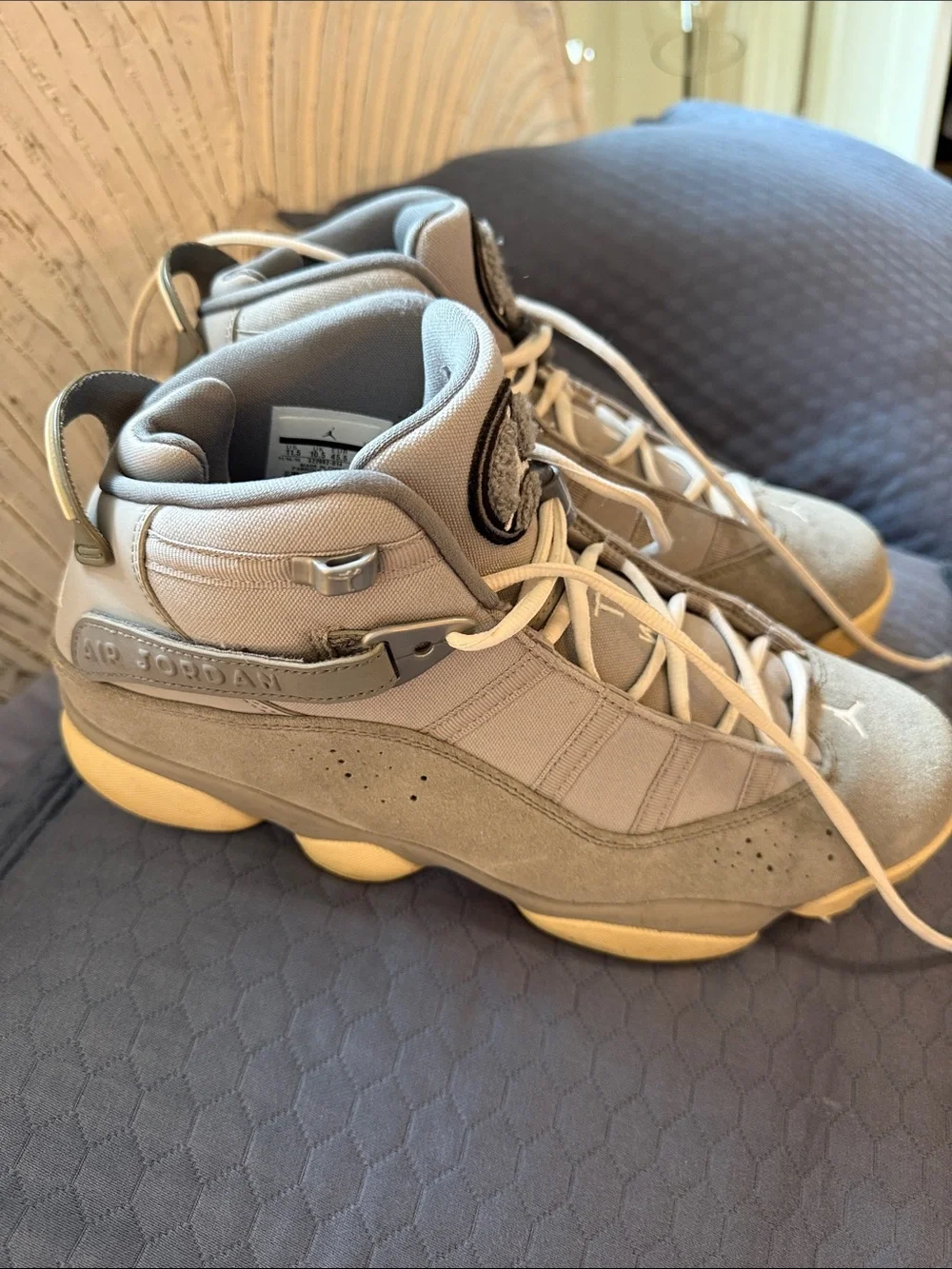 Jordan High-Top Sneakers in Light Grey and Cream